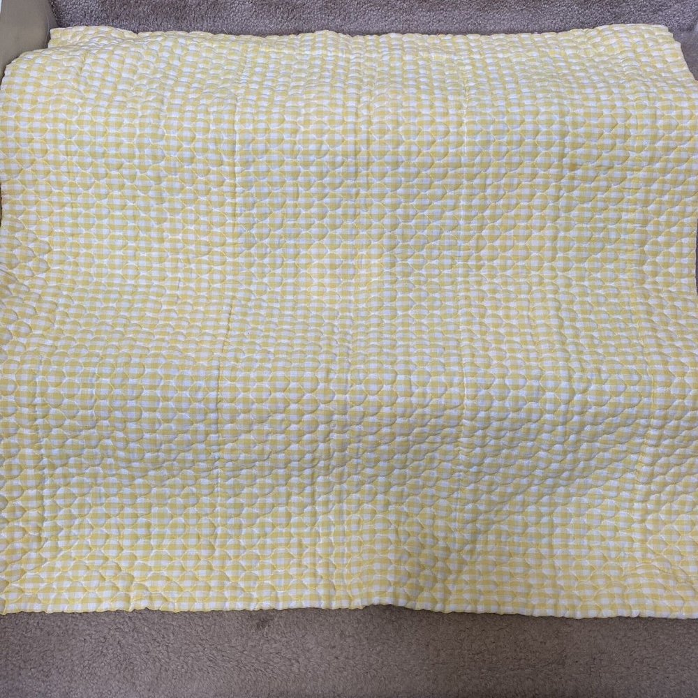 Handmade puffy gingham baby quilt blanket patchwork crosstitch duck panel - Picture 3 of 6